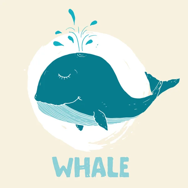 Lindo Dibujo Animado Ballena Dibujado Mano Animal Doodles Vector Ilustración — Archivo Imágenes Vectoriales