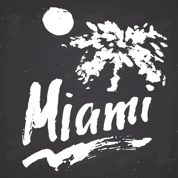 Miami Caligrafía Letras Letrero Manuscrito Texto Caligráfico Grunge Dibujado Mano — Vector de stock