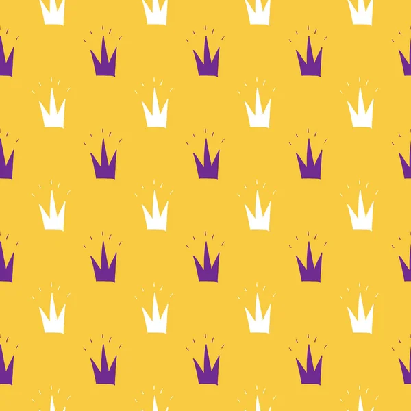 Crown Seamless Pattern 손으로 Vector Illustration — 스톡 벡터