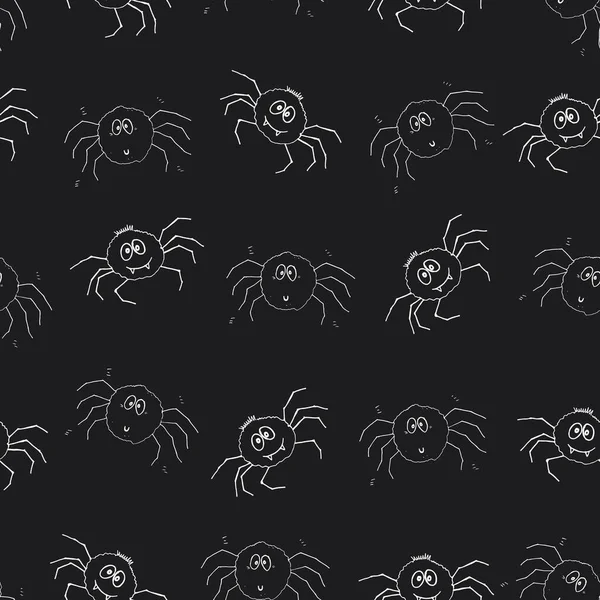 Χαριτωμένο Μοτίβο Spider Seamless Cartoon Hand Drawn Spider Doodles Διάνυσμα — Διανυσματικό Αρχείο