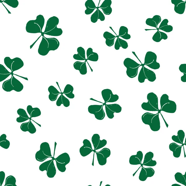 Kleeblatt Nahtloses Muster Handgezeichnete Doodle Vektor Illustration Patricks Day Symbol — Stockvektor