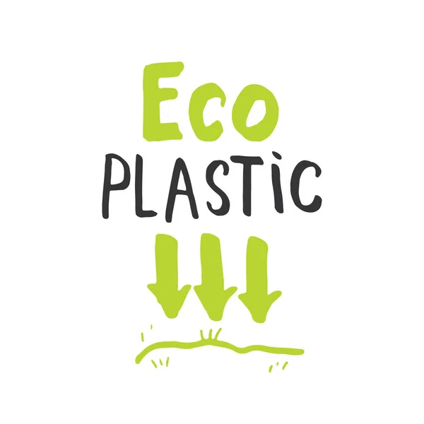 Eco Plastic Lettering Label Calligraphic Hand Drawn Eco Friendly Skica — Stockový vektor