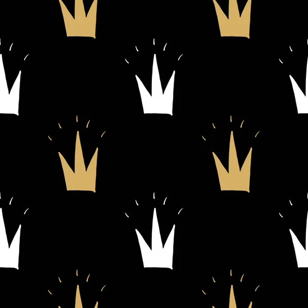 Crown Seamless Pattern 손으로 Vector Illustration — 스톡 벡터