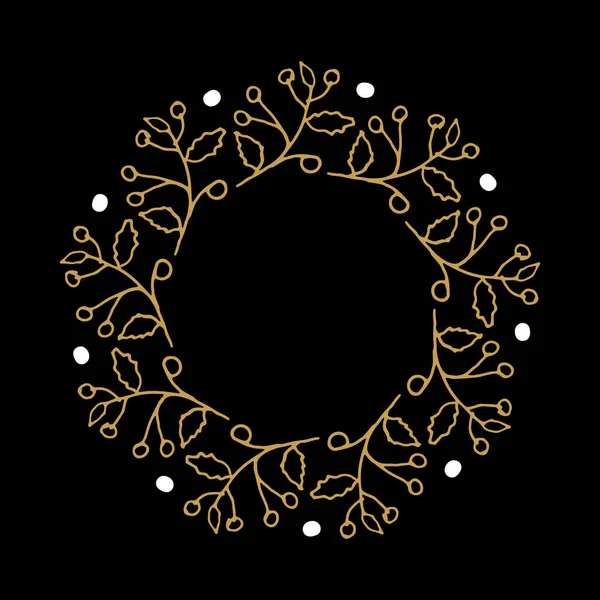 Christmas Wreath Frames Set Hand Drawn Doodles Vector Illustration — Stock Vector