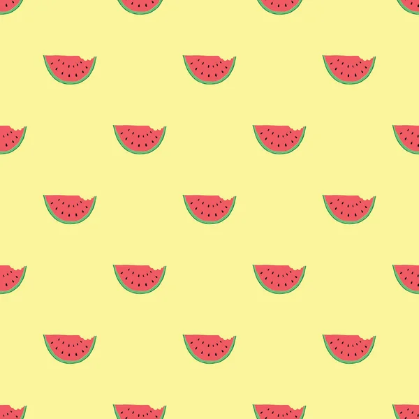 Watermelon Seamless Pattern Hand Drawn Vector Illustration — Stock Vector