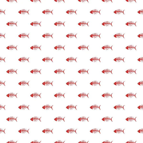 Poisson Modèle Sans Couture Poisson Squelette Gribouille Dessin Main Illustration — Image vectorielle