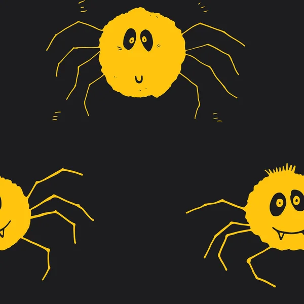 Padrão Sem Costura Aranha Bonito Desenhos Animados Mão Desenhada Aranha — Vetor de Stock