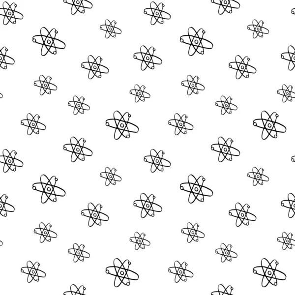 Atom Simbolo Senza Cuciture Pattern Disegnato Mano Illustrazione Vettoriale — Vettoriale Stock