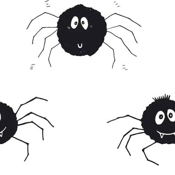Padrão Sem Costura Aranha Bonito Desenhos Animados Mão Desenhada Aranha —  Vetores de Stock