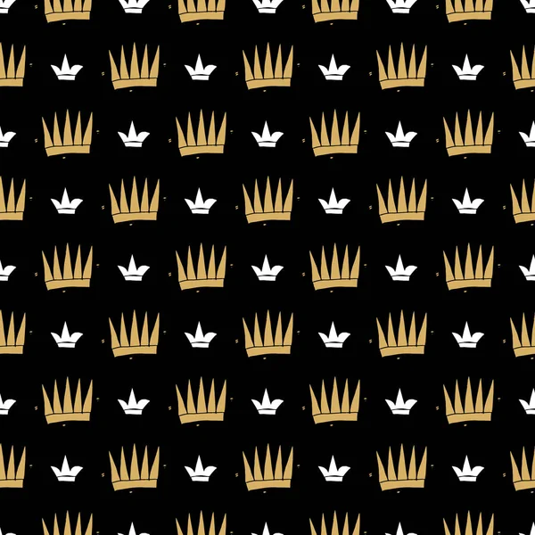 Crown Seamless Pattern 손으로 Vector Illustration — 스톡 벡터