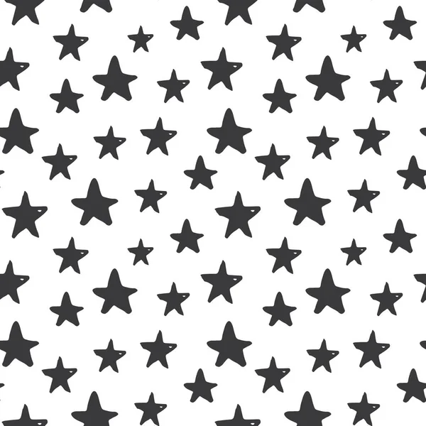 Patrón Sin Costura Estrella Dibujado Mano Garabatos Estrellas Ilustración Vectorial — Vector de stock