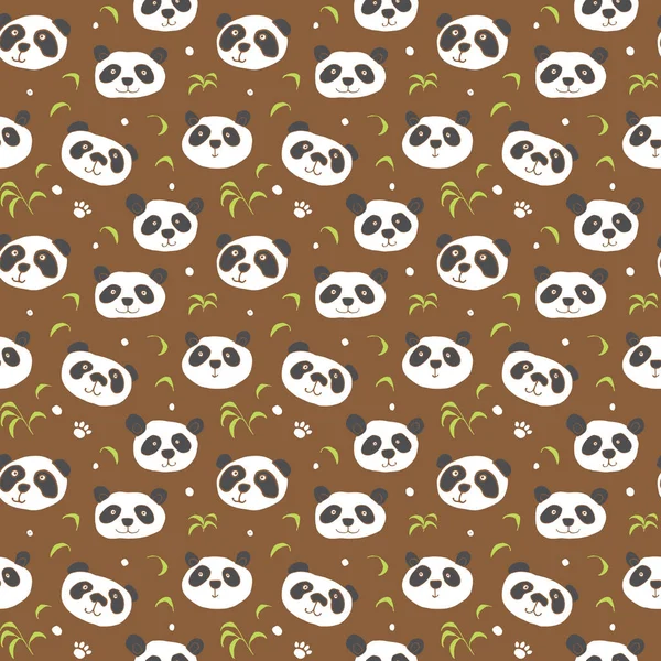 Lindo Oso Panda Patrón Sin Costuras Animales Lindos Garabato Dibujos — Archivo Imágenes Vectoriales