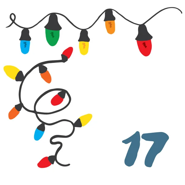 Julkalender Handritade Element Och Nummer Vintersemester Kalender Kort Design Vektor — Stock vektor