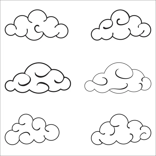 黑色的云概述设置隔离在白色背景 — 图库矢量图片