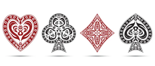 Spades, hearts, diamonds, clubs poker cards symbols isolated on white background Stock Illustration