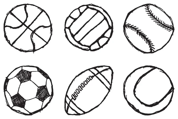 Ball sketch set simple outlined isolated on white background — Stock Vector