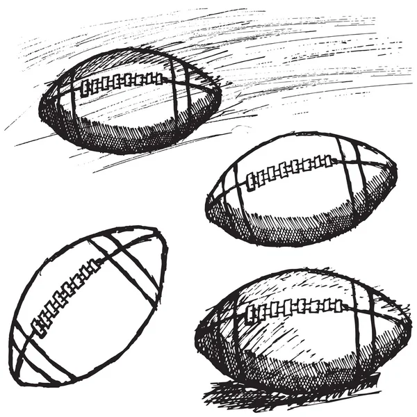 Juego de bocetos de rugby American Football aislado sobre fondo blanco — Archivo Imágenes Vectoriales