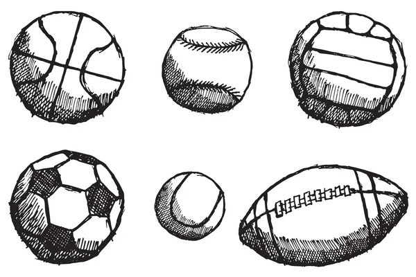 Набір ескізів м'яча з тіні ізольовано на білому тлі — стоковий вектор