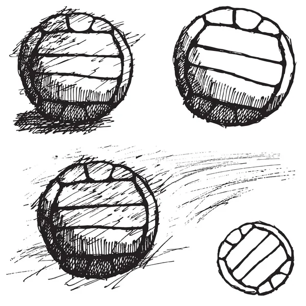Набір ескізів волейбольного м'яча ізольовано на білому тлі — стоковий вектор