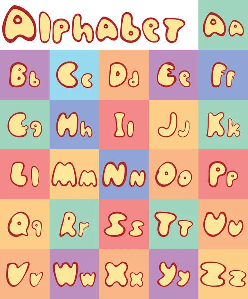 Letters alfabet glad in kleur — Stockvector
