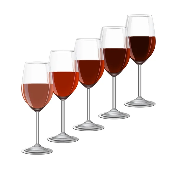 Copas de vino sobre soporte metálico aislado sobre fondo blanco — Vector de stock