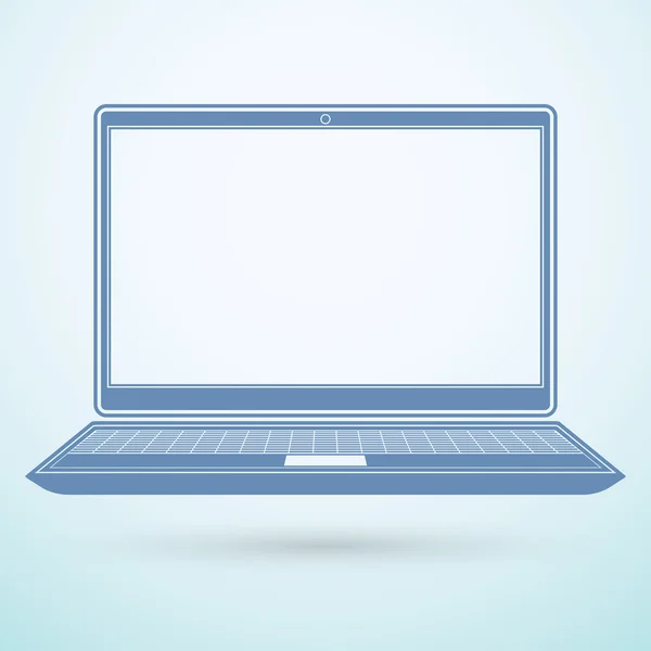 Icono plano portátil sobre fondo azul — Vector de stock