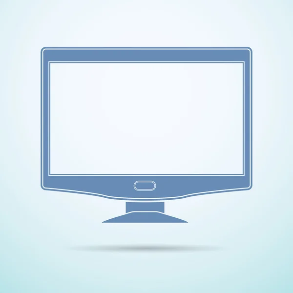 Widescreen monitor flat icon on blue background — Stock Vector