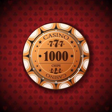 Poker chip nominal, one thousand on card symbol background clipart