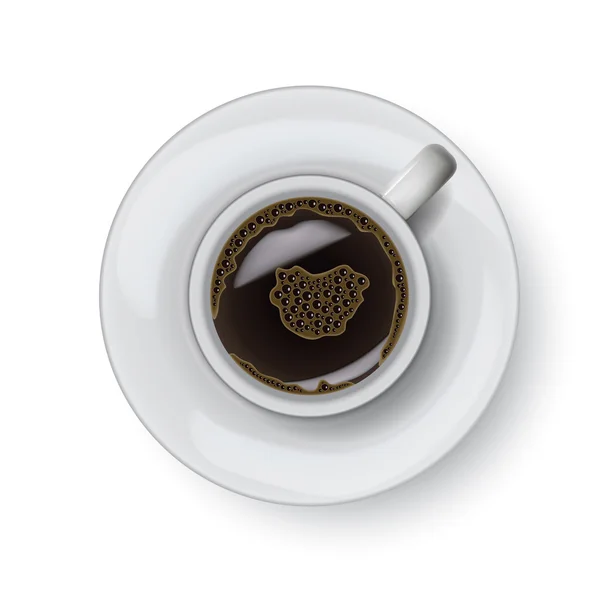 Xícara de café na placa realista isolado no fundo branco — Vetor de Stock