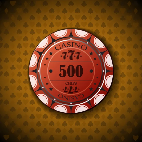 Poker chip nominální pět set, na pozadí symbol karty — Stockový vektor