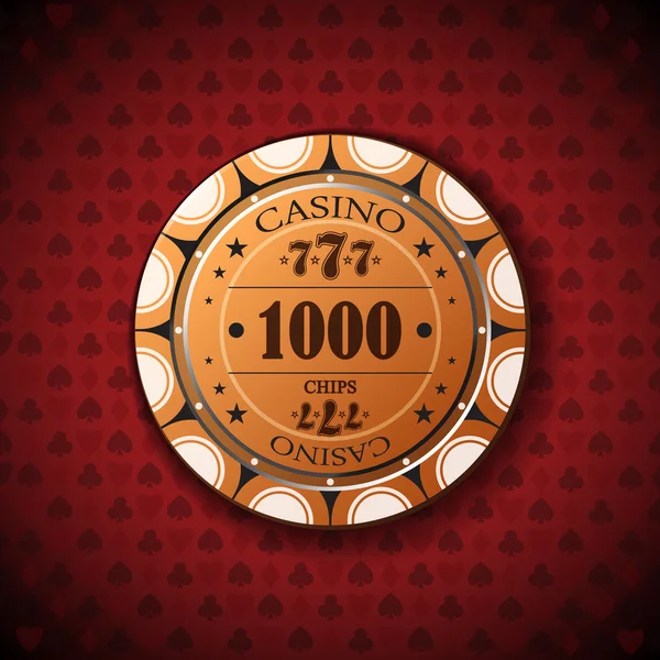 पोकर चिप नाममात्र, कार्ड प्रतीक पृष्ठभूमि पर एक हजार — स्टॉक वेक्टर