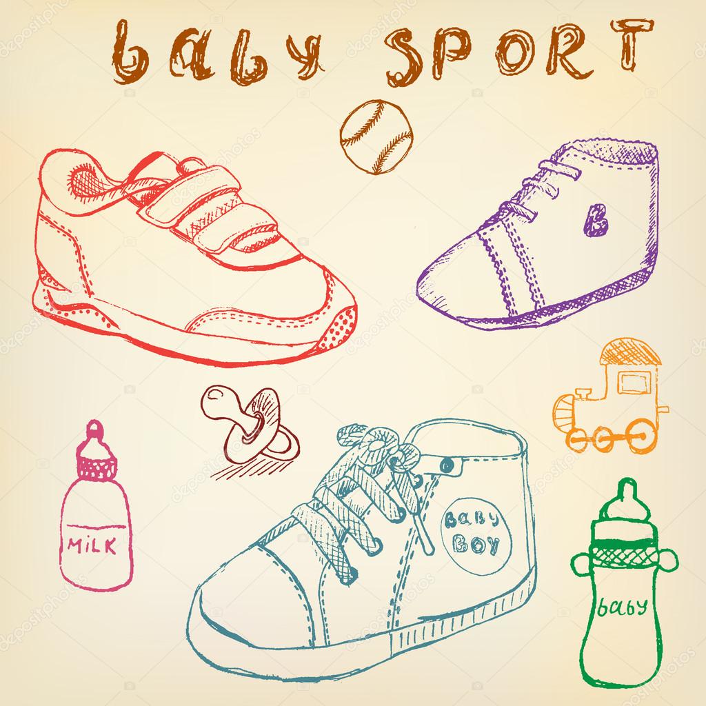 baby shoes sketch