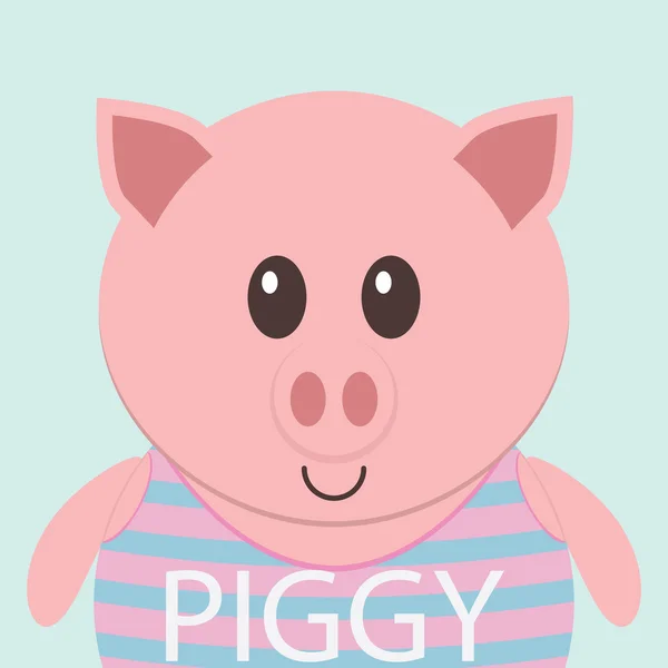 Avatar płaski ikona kreskówka piggy — Wektor stockowy