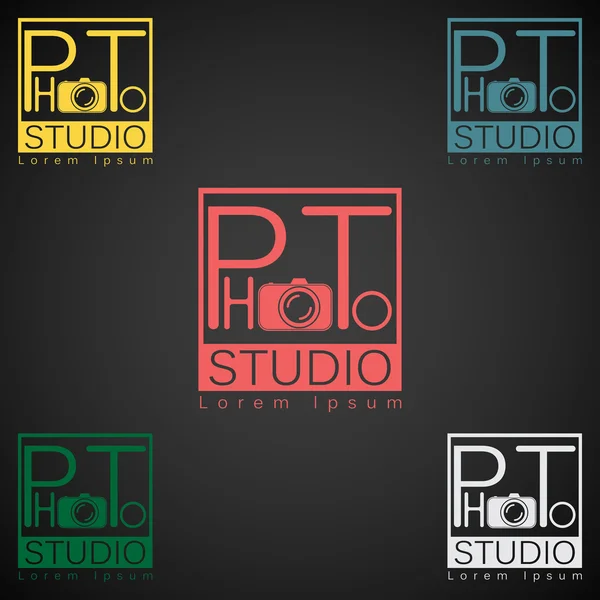 Foto studio logo mock up donkere voorbeeldtekst — Stockvector