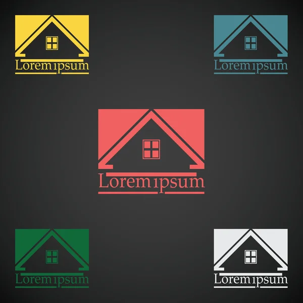 Real Estate vector logo design template color set. icono de concepto abstracto en la azotea. Símbolo de arquitectura de construcción real — Archivo Imágenes Vectoriales