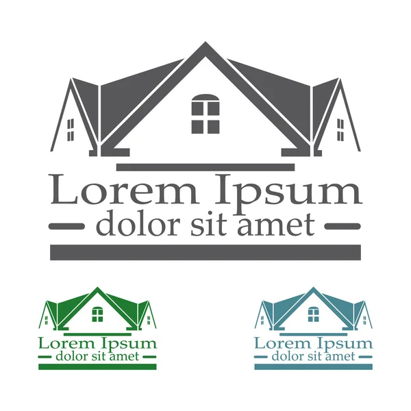 房地产矢量 logo 设计模板颜色集。屋顶的抽象概念图标。房地产建设建筑符号 — 图库矢量图片