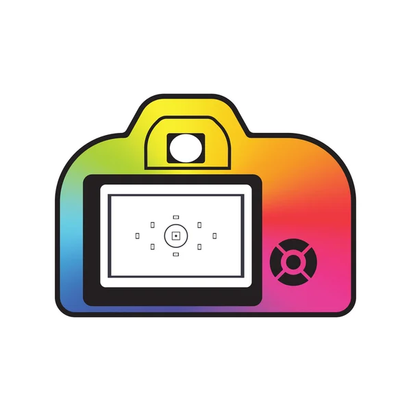 Professional photocamera icon filled with color conical gradient isolated. photo logotype mock up. Photographi logo design template — Stock Vector