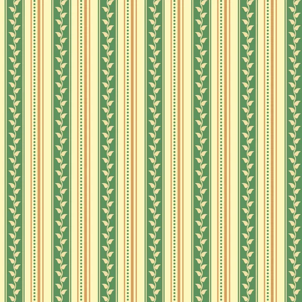 Fond rétro à rayures verticales pois et feuilles, motif vintage hipster sans couture — Image vectorielle