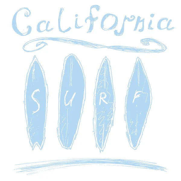California surf typographie, t-shirt Impression graphique design, poster vectoriel, Badge Applique Label — Image vectorielle