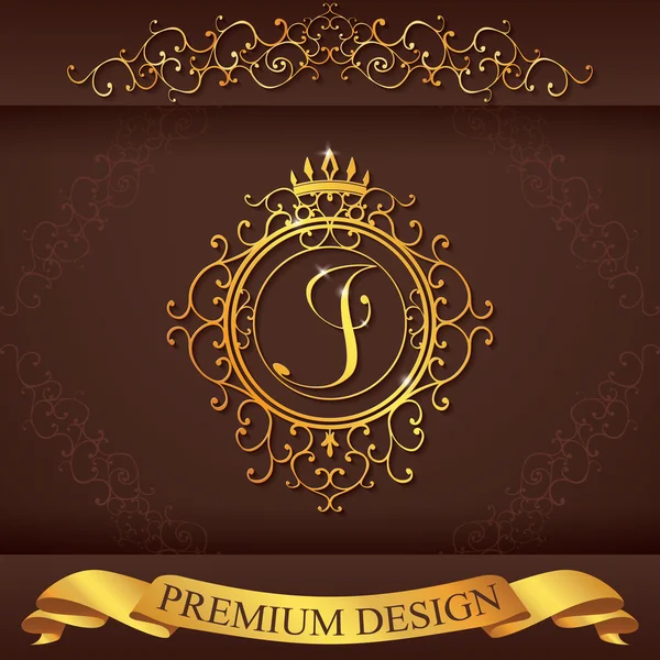 Letter J. Luxury Logo template flourishes calligraphic elegant ornament lines. Business sign, identity for Restaurant, Royalty, Boutique, Hotel, Heraldic, Jewelry, Fashion, vector illustration — Stock Vector
