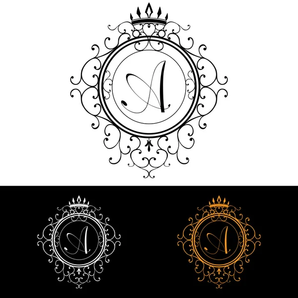 Mektup A. lüks Logo şablonu kaligrafi zarif süsleme satırları gelişir. İş işareti, kimlik Restoran, telif, butik, otel, Heraldic, takı, moda, vektör çizim — Stok Vektör