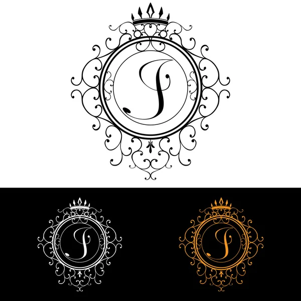 Letter J. Luxury Logo template flourishes calligraphic elegant ornament lines. Business sign, identity for Restaurant, Royalty, Boutique, Hotel, Heraldic, Jewelry, Fashion, vector illustration — Stok Vektör