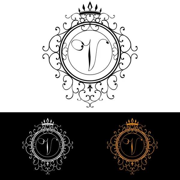 Carta V. Plantilla Logo de lujo florece caligrafía elegantes líneas de adorno. Signo de negocio, identidad para Restaurante, Royalty, Boutique, Hotel, Heráldico, Joyería, Moda, vector de ilustración — Archivo Imágenes Vectoriales