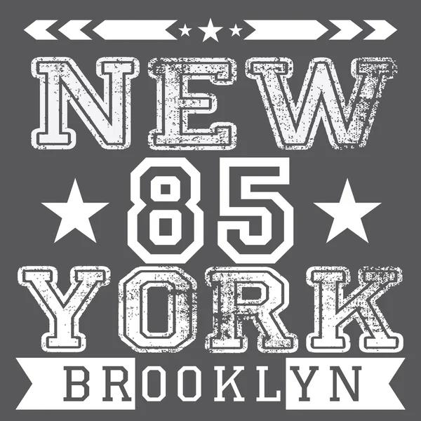 Плакат ретро-винтажной типографии Нью-Йорка, дизайн печати футболок, векторная этикетка Applique — стоковый вектор