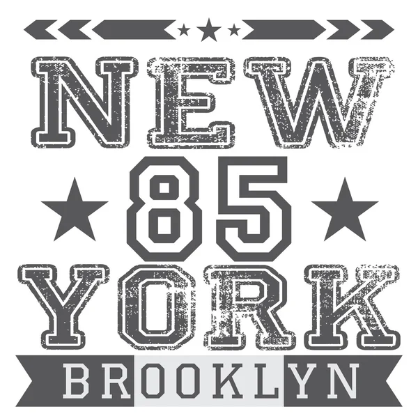 Nueva York retro tipografía vintage cartel, camiseta Diseño de impresión, vector Insignia Applique Label — Archivo Imágenes Vectoriales