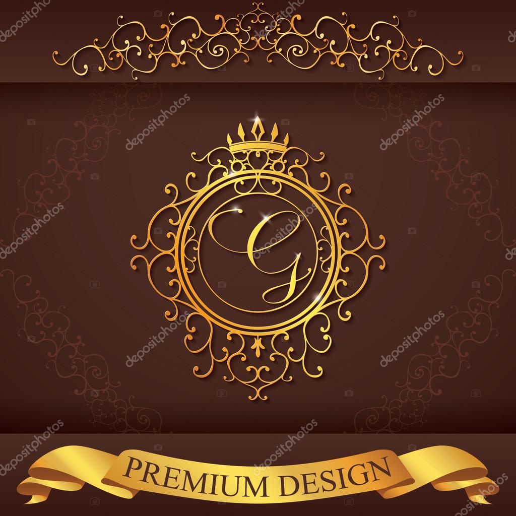 Letter G. Luxury Logo template flourishes calligraphic elegant ornament lines. Business sign, identity for Restaurant, Royalty, Boutique, Hotel, Heraldic, Jewelry, Fashion, vector illustration.