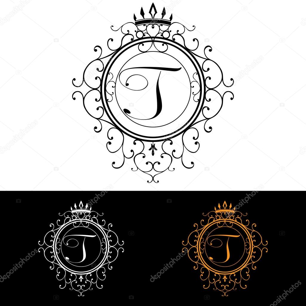 Letter T. Luxury Logo template flourishes calligraphic elegant ornament lines. Business sign, identity for Restaurant, Royalty, Boutique, Hotel, Heraldic, Jewelry, Fashion, vector illustration.