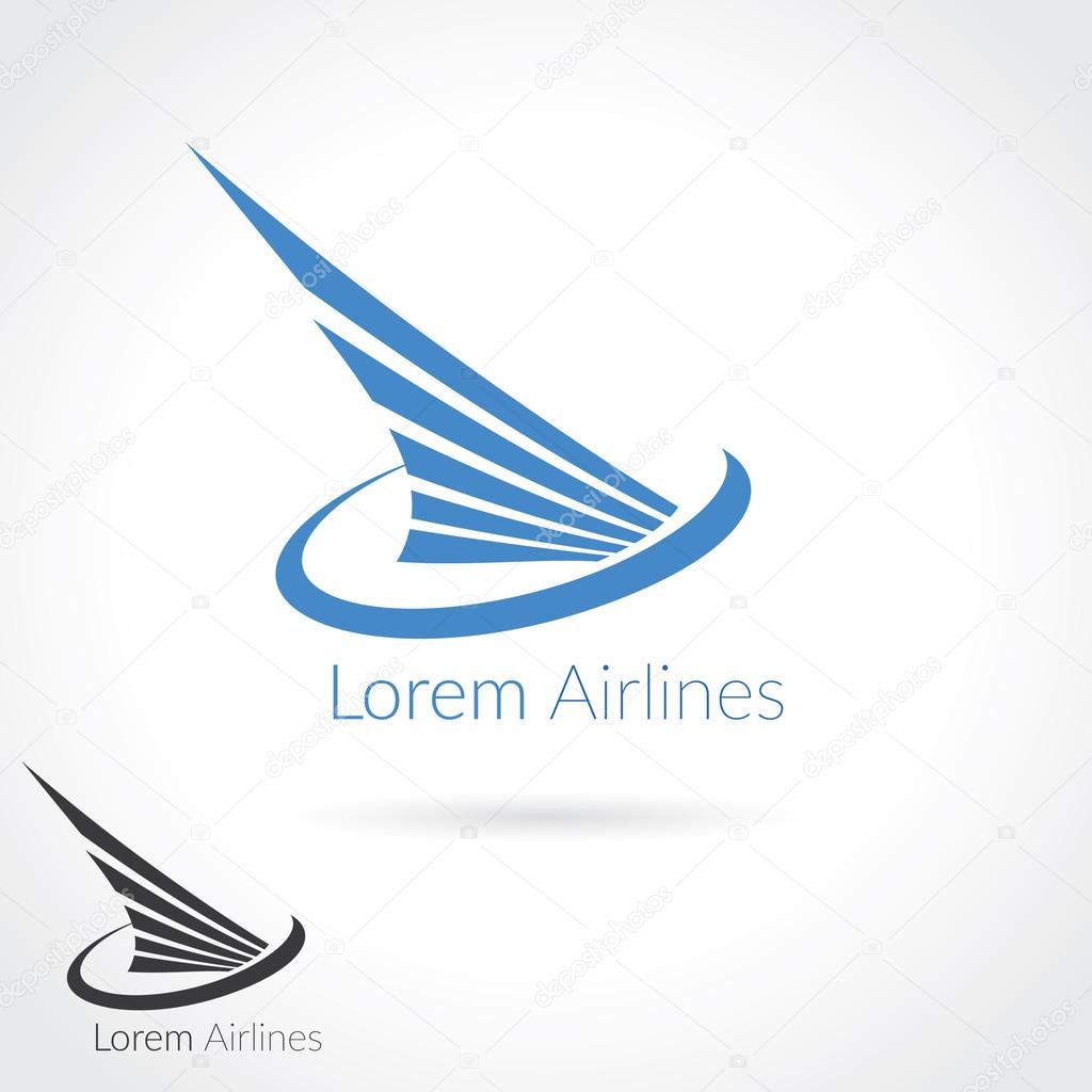 Wing abstract Logo template for flight company, air shipping, airlines logotype or emblem.