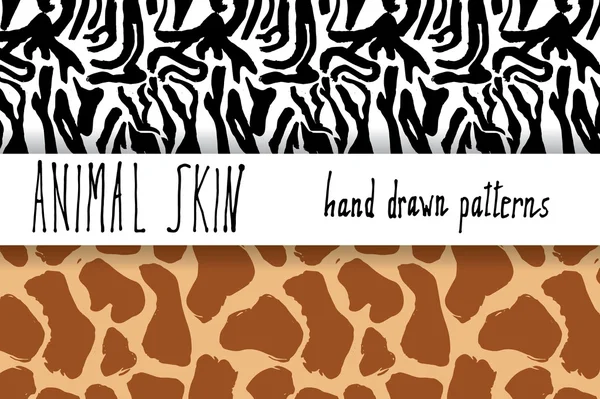 Texture dessinée à la main, motif vectoriel sans couture, dessin croquis textures de peau de zèbre et girafe . — Image vectorielle