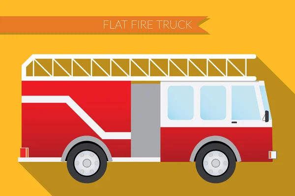 Flaches Design Vektor Illustration Stadtverkehr, Feuerwehrauto, Seitenansicht — Stockvektor